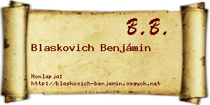 Blaskovich Benjámin névjegykártya